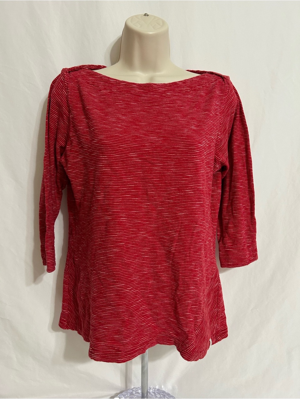 Woolrich Red Striped Boatneck Long Sleeve Top